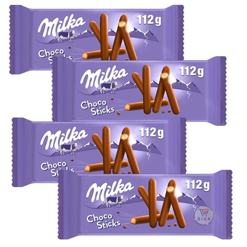 4 x Galletas crujientes Milka Choco Stix 112G recubiertas de golosinas de chocolate con leche regalo - Imagen 2 de 2