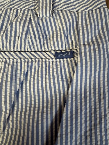 Liz Golf Women’s Bermuda Shorts Size 8 White/Blue Striped Zip Pockets - Picture 14 of 14
