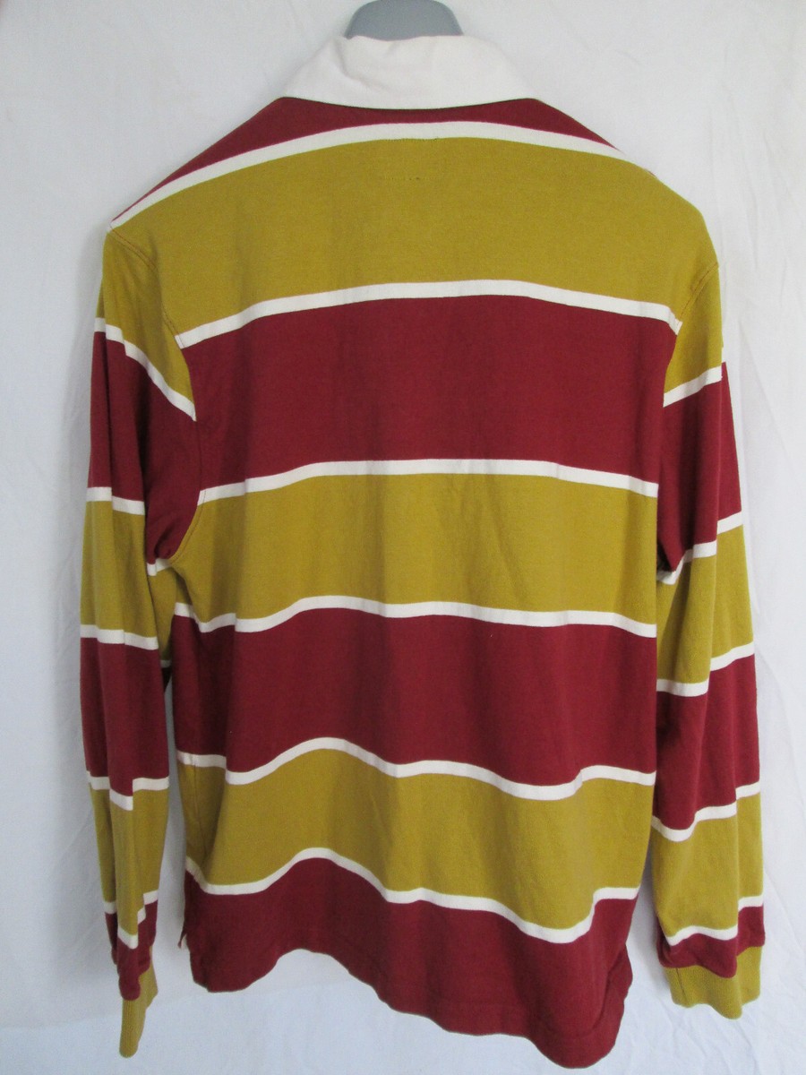STUSSY Men's Cotton Striped Long Sleeve Rugby Polo Shirt STUSSY Men's Cotton Striped Long Sleeve Rugby Polo Shirt
