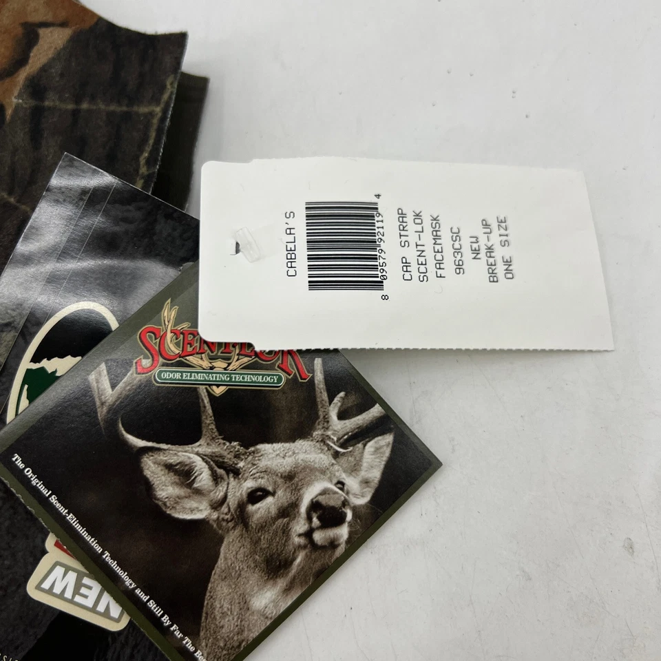 Vintage Cabelas Cap Strap Face Mask Men One Size Camo Mossy Oak Hunting Made USA - Image 3 of 4