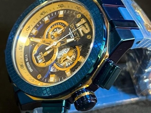 Invicta Speedway 37961 SWISS Quartz 52Mm Blue & Gold Chrono Day/Date Men's Watch - Picture 10 of 13