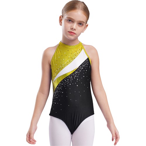Gymnastic Leotard Kids Girls Shiny Tracksuit Bodysuit with Hair Band Ballerina - Picture 63 of 81
