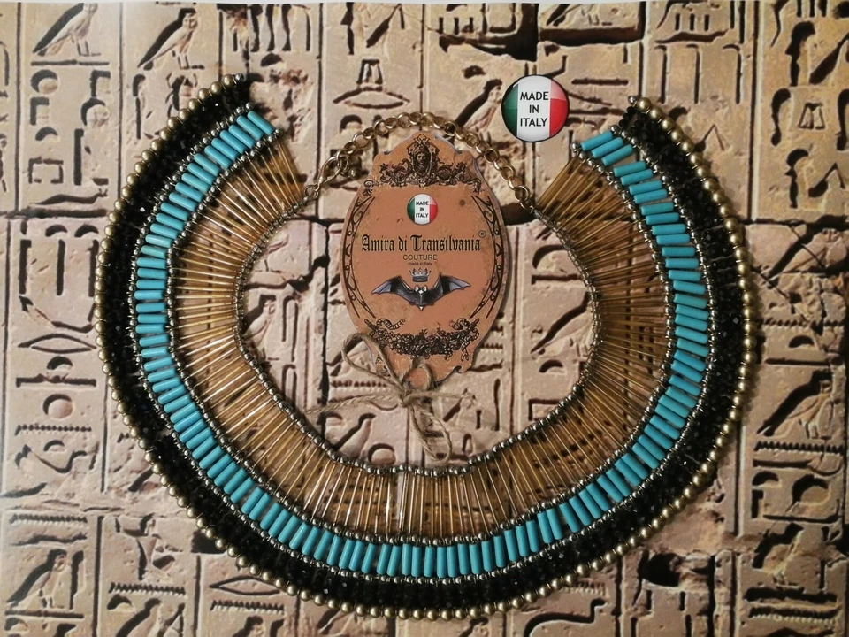 Ожерелье Нефертити египетские этнические египетские ювелирные изделия ювелирные изделия коренастый бруталистский воротник - Изображение 3 из 4