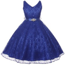 ROYAL BLUE Size 4 Flower Girl Dress Party Birthday Bridesmaid Formal Recital