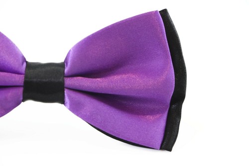 Mens Purple Black Two Tone Bow Tie Pre Tied Formal Wedding Party Fancy