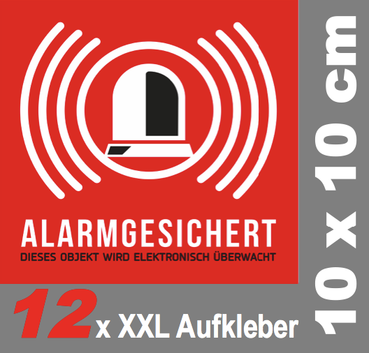 Videoüberwachung Aufkleber – Selbstklebend, Kratz- Und Wetterfest, Rot, 90x90 Mm