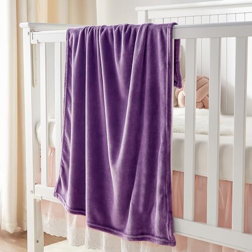 Babydecken für Jungen und Mädchen 30" x 40", weich kuschelig flauschig 30"x40" lila - Bild 4 von 7