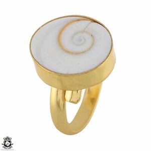 Authentic Size 7 - Size 10 Adjustable Shiva Shell 24K Gold Plated Ring GPR1788