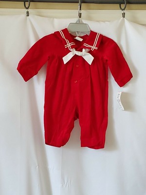 Vintage Bryan Baby Size 0 To 3 Months One Piece Red Corduroy Outfit Stripes Nwt Ebay