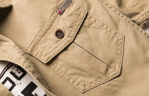 Men' Short Sleeve Cargo Casual T-shirts Military Shirt Double Pockets Button Top - Picture 8 of 21