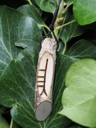 Wooden Ogham Pendant with Cord - Pagan, Wiccan, Witchcraft, Celtic Tree Ogam - Picture 52 of 69