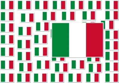 SAFIRMES lot de 25 petits autocollants 2x3cm Vinyle sticker drapeau Italie-Italy-Italia