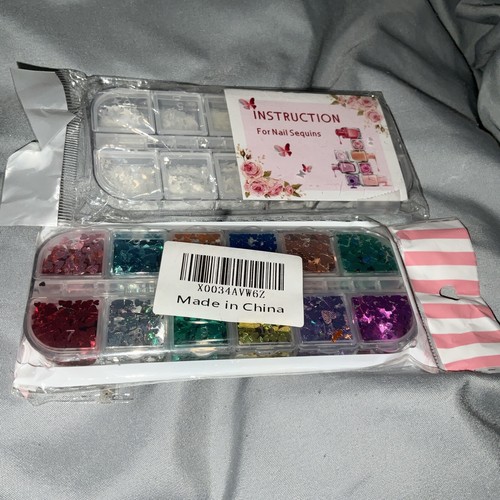 Arte en uñas lentejuelas flor transparente y color corazón, cruz, estrellas, mariposa, etc. NUEVO - Imagen 19 de 24