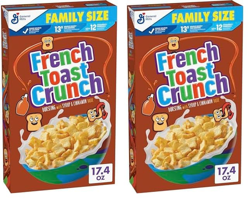 French Toast Crunch Sweetened Breakfast Cereal 17.4Oz Family Size Box 2-Pack