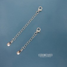 2 Sterling Silver Lobster Claw Clasp - Pear Tag Curb Chain Extenders 1-2 inches