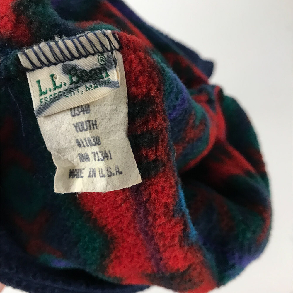 Rare Vtg L.L. Bean Wool Winter Tassle Long Elf Hat Red Blue Green Kids main image 3