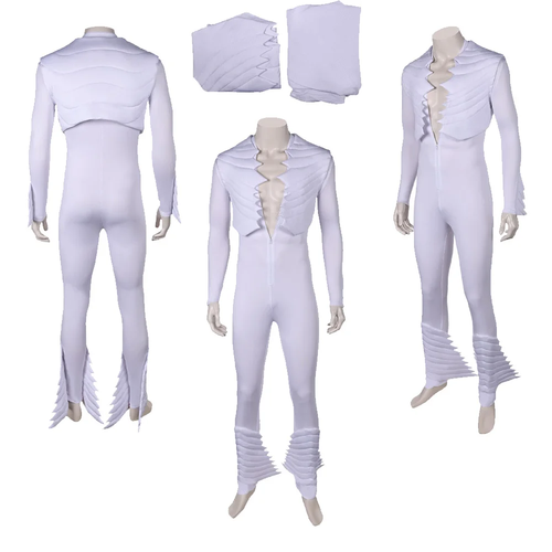 Freddie Mercury Costume Cosplay Mens Queen Rock Band White Jumpsuit Outfit Party - Picture 22 of 22