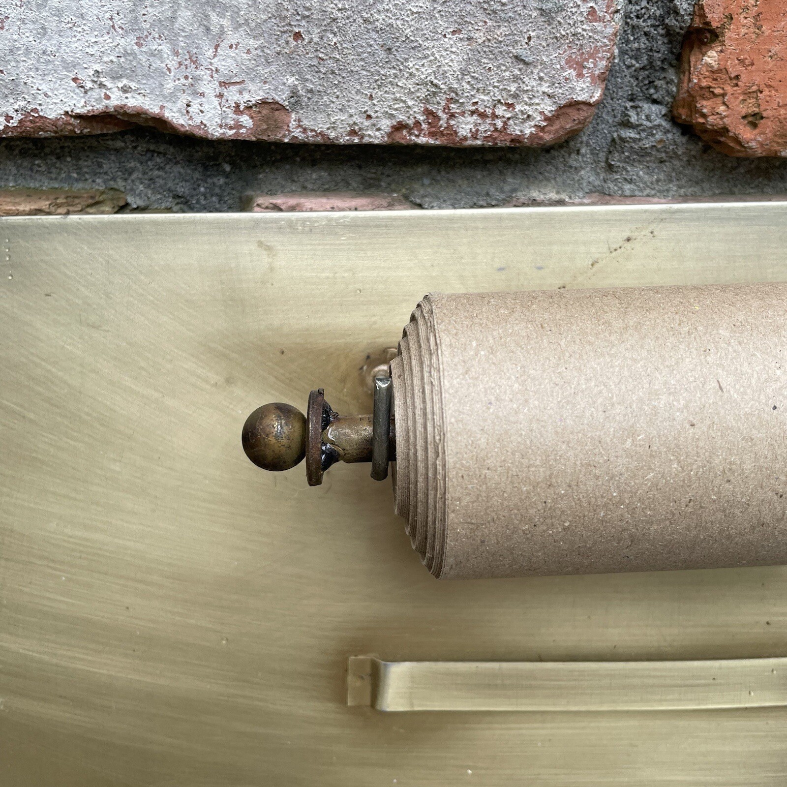 Pottery Barn Wall Hanging Note Roll Antique Brass Finish Scuffed NWOB