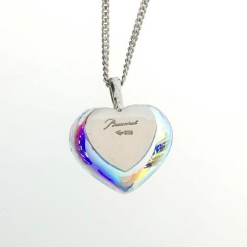 Baccarat Romance Heart Crystal Necklace Pendant Clear Irise Silver 925 Rare - Picture 5 of 6