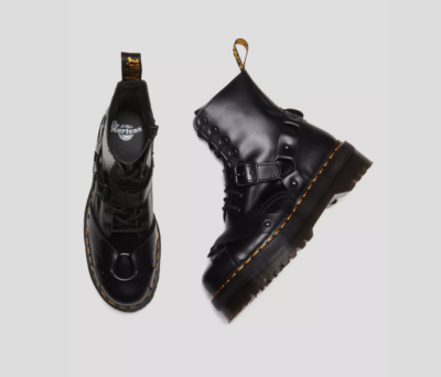 DR.MARTENS JADON HARNESS PARIS LEATHER BLACK PLATFORM MSRP$270