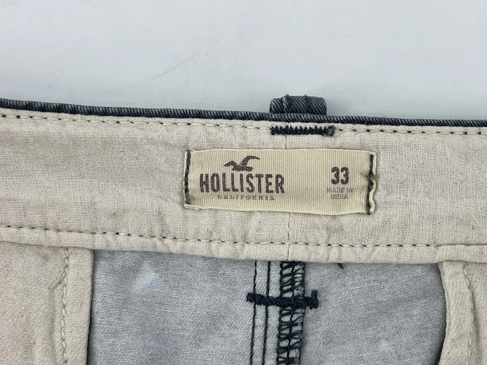 Hollister Chino Shorts Button Fly Mens Sz 33 Gray Pink Blue Geometric 9” Inseam - Image 4 of 4