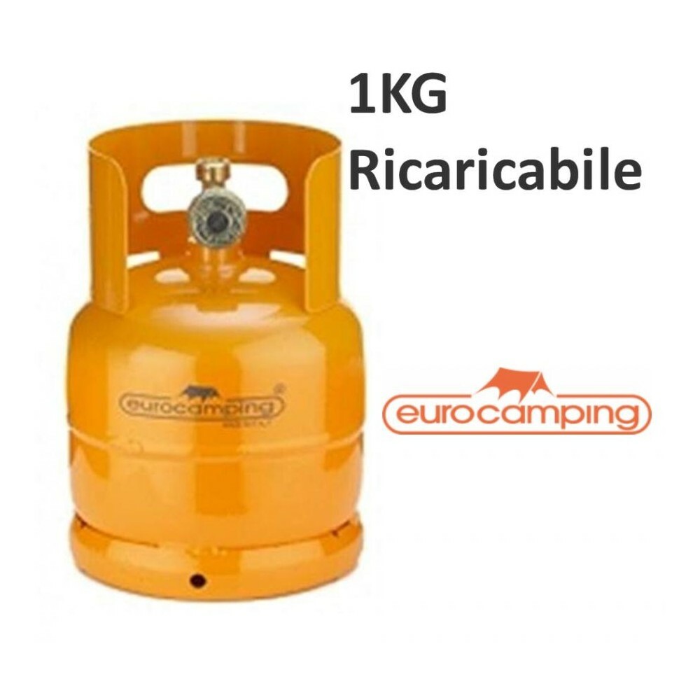BOMBOLA GAS 1KG PROPANO RICARICABILE VUOTA CAMPING FORNELLINO