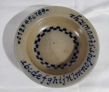 1990 Rowe Pottery Works alphabet & numbers learning small kids food bowl