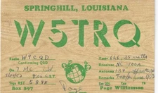 QSL 1952 Springhill     Louisiana   radio card