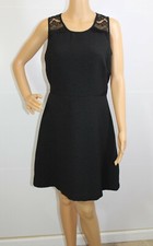 Kensie Black Skater Dress / Fit and Flare Dress. Lace Accents. Lined. Size Med.