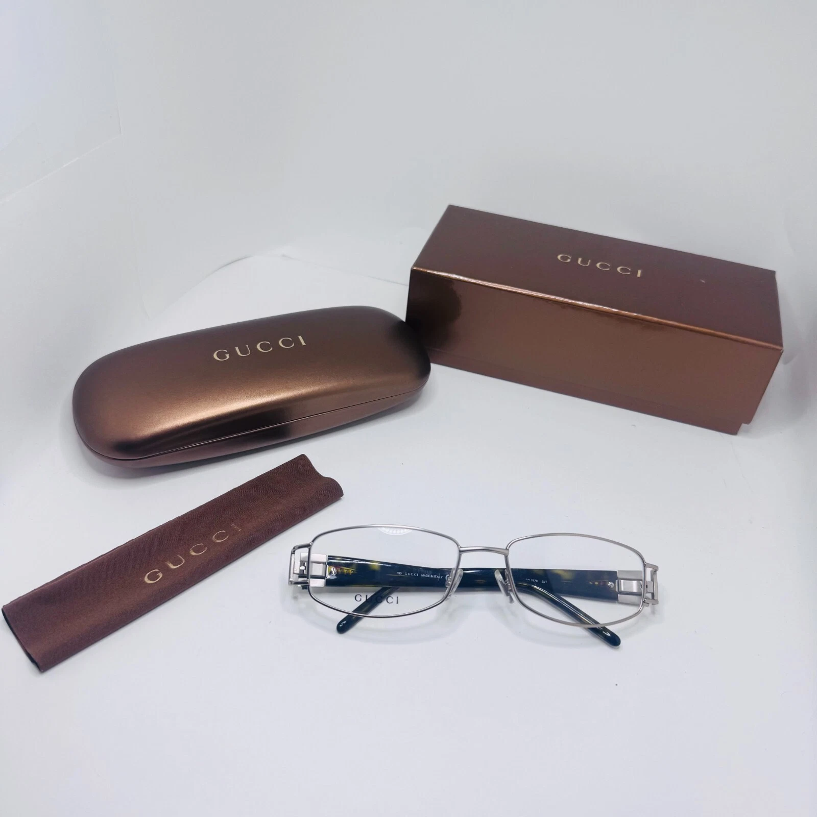 GUCCI GG2779 SJT Eyeglasses 55 17 130 Matte Titanium with Case w/ Cloth & Box