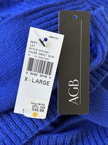 AGB kobaltblau Tunika Länge Urlaub Pullover Shirt Größe XL $ 58 - Bild 9 von 9
