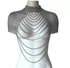 Medieval Chainmail Collar Shoulder Armor Adjustable Chainmail Chain Layered