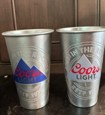 NEW Coors Light COLD ACTIVATED Laser-Etched Aluminum 22 oz Cups--Set of 12