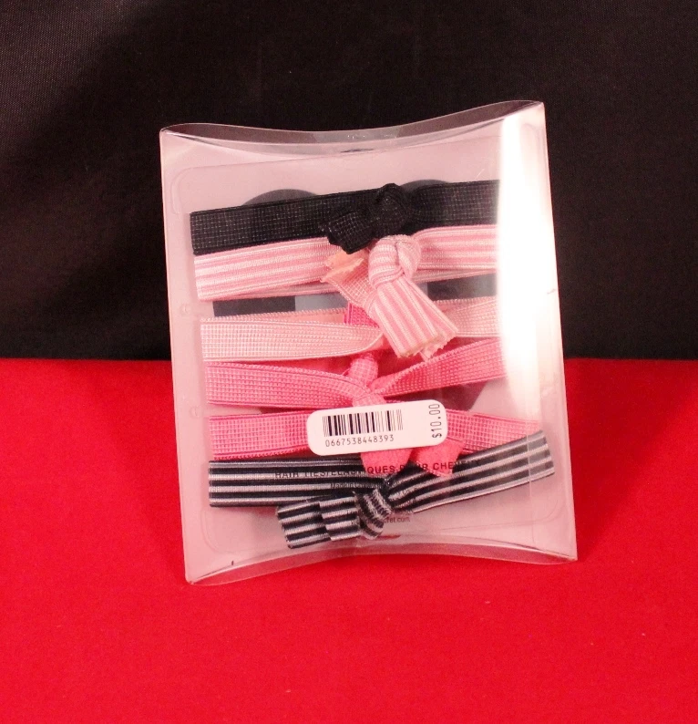 可爱 6 件套维多利亚的秘密发带粉色、条纹和黑色全新带标签  — 第 2/3 张图片