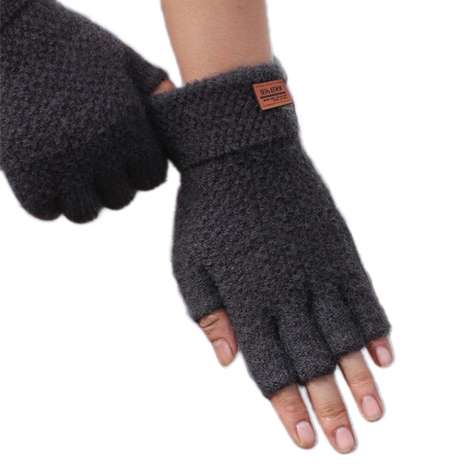 Unisex Fingerlose Handschuhe Thermohandschuhe Winter Alpaka Halbfinger - Bild 4 von 4