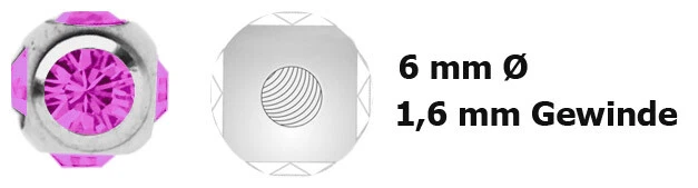 Piercing Gioielli Seno Intimo Barra Bilanciere 1,6mm con Due 5-Stein Sfere A 6mm - Immagine 2 di 3