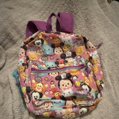 Disney Tsum Tsum Kids Backpack Purple Cartoon Print Mickey Pooh Adjustable Strap