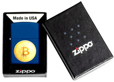 Sharp Blue Bitcoin Textured Print Zippo Lighter