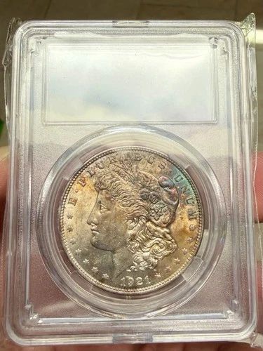 1921-P Morgan Dollar BU++ Vibrant Rainbow Toned Gem.