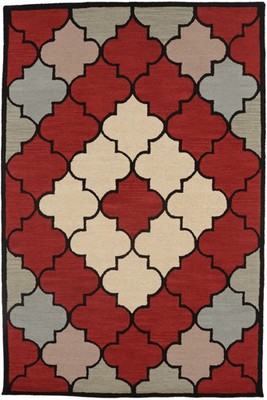 One of a Kind Multicolored Trellis 5X8 Hand-Tufted Modern Rug Wool Plush Carpet