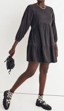 Madewell Denim Raglan-Sleeve MiniDress  Light Black Sz S Cotton