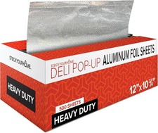500 Pre-Cut Aluminum Foil Sheets 12in Heavy Duty Deli Food Wrap