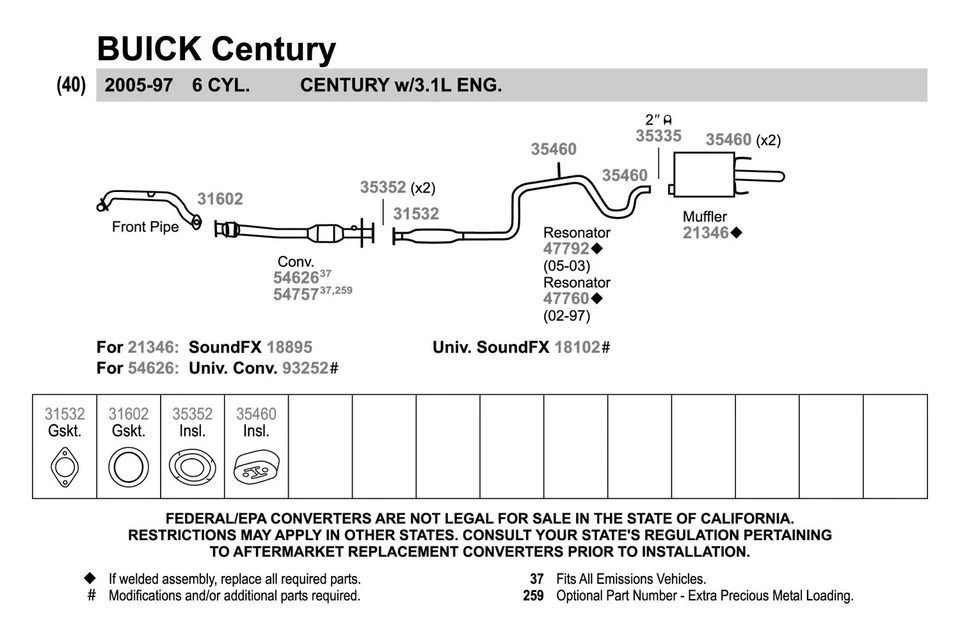 For Pontiac Grand Prix 97-03 Exhaust Muffler Quiet-Flow Stainless Steel Oval Foto 4 de 4