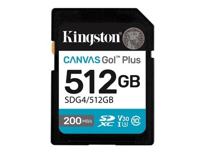 Kingston Sdxc Canvas Go Plus Gen4/s C10 UHS-I U Extended SDG4/512GB
