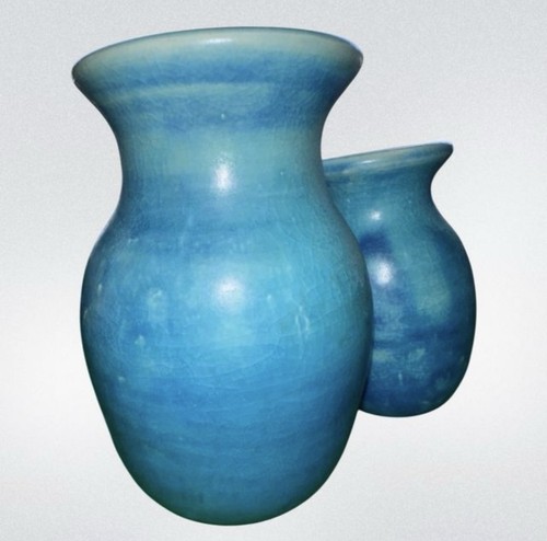 Jarrones Foxlo Pottery Gres 5 Fusionados en Niveles Azul Bud De Colección - Imagen 3 de 7