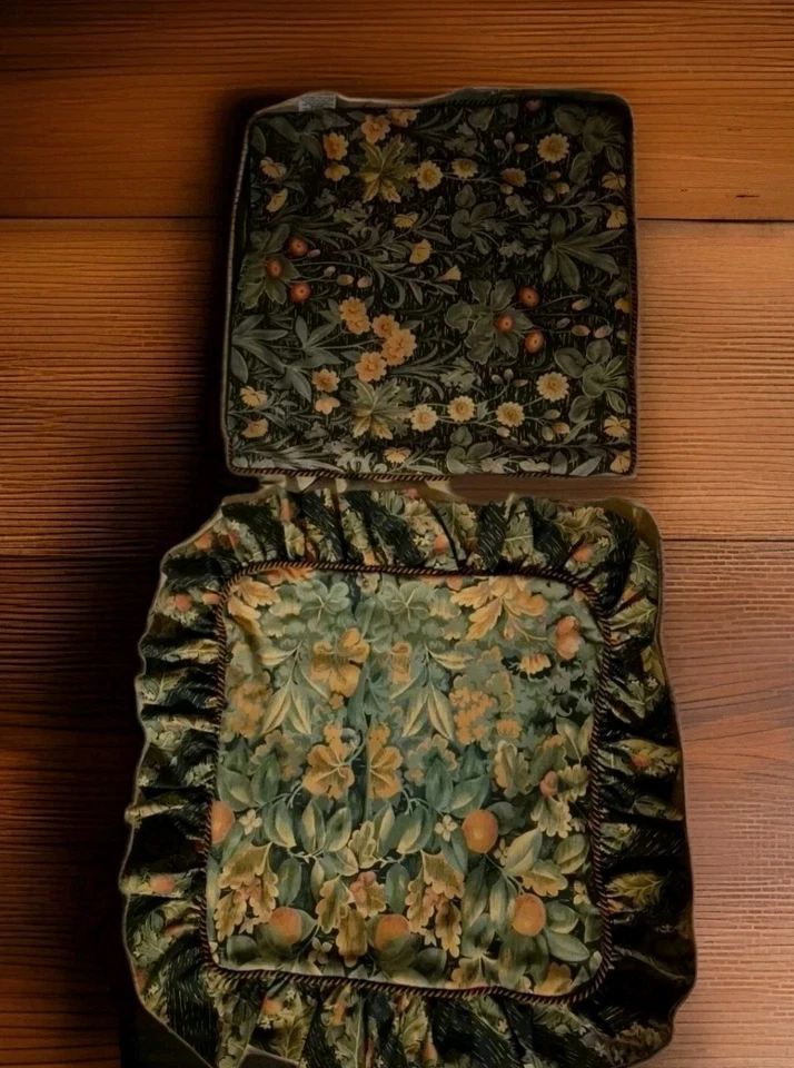 2- DE COLECCIÓN SHERIDAN Australia BOTTICELLI Cuadrado Almohada Fundas 1- Borde con Volantes Usado en Excelente Condición Foto 3 de 4