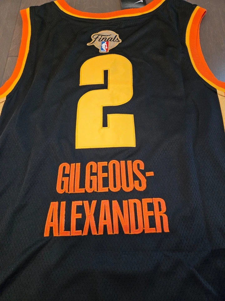 Camiseta deportiva YOUTH OKC Thunder #2 Shai Gilgeous-Alexander cosida negra final swing Foto 2 de 3