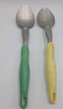 2 Vintage Vollrath 64140 Yellow & Green Handle Serving Spoons GUC