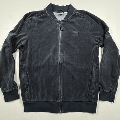 PUMA  T7  1968 Remake: Black Cat Velvet Track Jacket / Break Dance Zip Up Sz: M