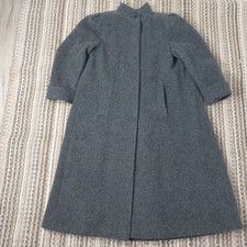 Gallery Vintage Women's Full Length Coat Grey 100% Wool Made In USA